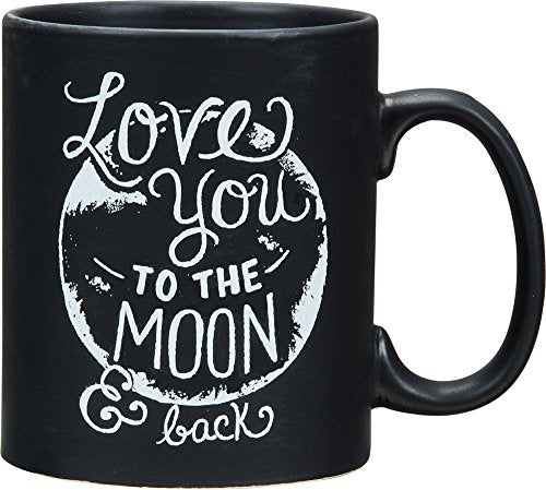 Primitives by Kathy 24358 Chalk Art Stoneware Coffee Mug, 20-Ounce, Love You To the Moon and Back