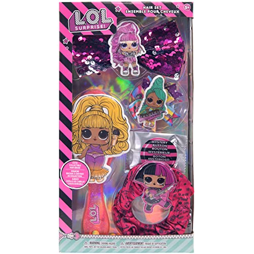 UPD L.O.L Surprise! Townley Girl Hair Accessories Box|Gift Set for Kids Girls|Ages 5+ (5 Pcs) Including Hair Bow, Hair scrunchie & Brush, Button Pin & More, for Parties, Sleepovers and Makeovers