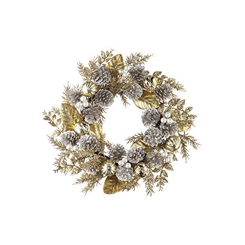 RAZ Imports 2021 Chalet 22-inch Gold and Silver Pinecone Mixed Wreath