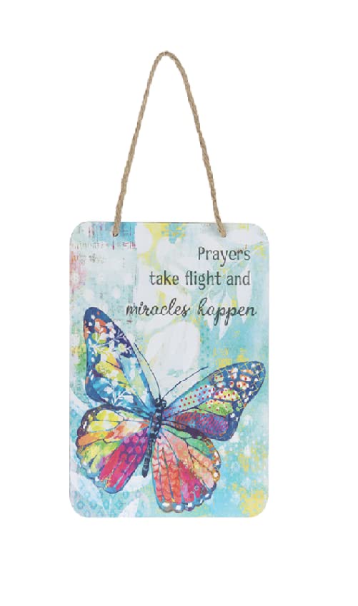 Ganz Sign - Prayers Take Flight and Miracles Happen, 25.5-inch, Iron, Paper and Jute