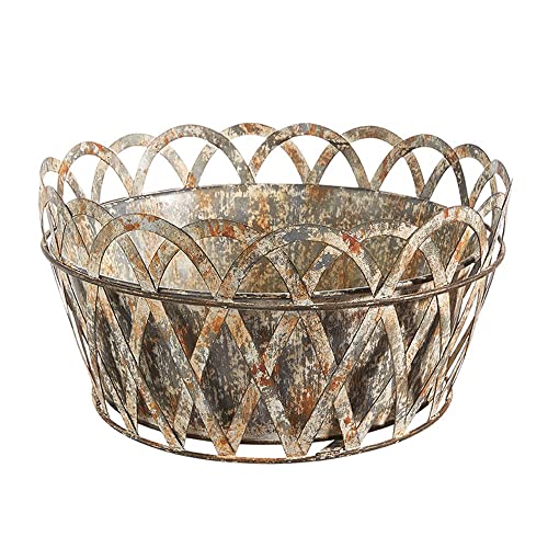 RAZ Imports Weathered Galvanized Basket, 12.5 inches