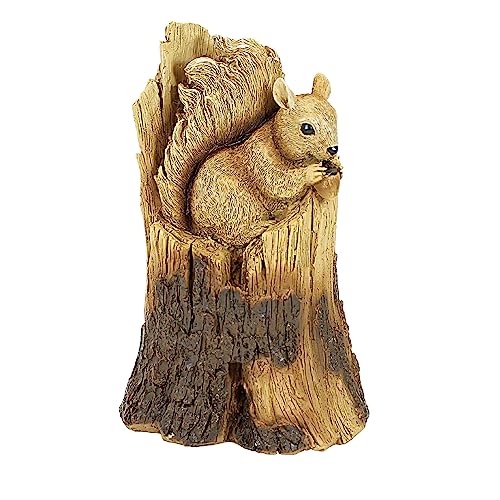 Roman Inc. 11.75" H Timber Tails Sqirrel Outdoor Wood Carved Statue 14372