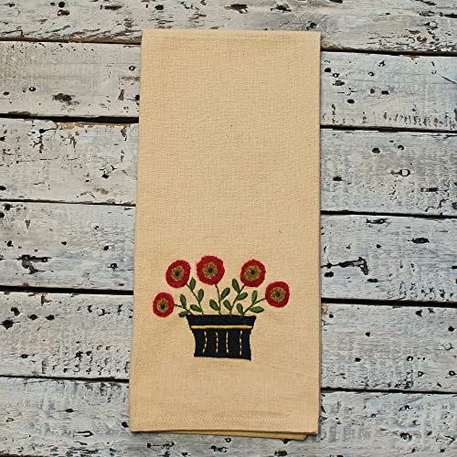 Home Collection by Raghu Nutmeg Folk Flower Basket Towel (Set of 2), One Size