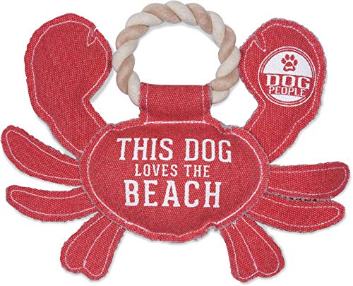 Pavilion Gift Company 11 Inch Large Canvas Tug of War Crab Shaped Rope Toy-Sturdy & Durable This Dog Loves The Beach, Red