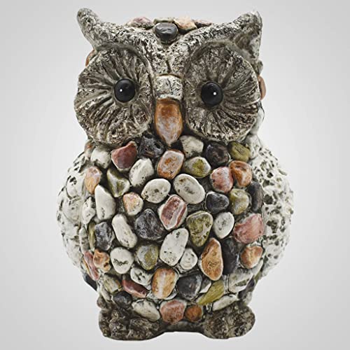 Lipco Polyresin Pebble-Stone Garden Owl Figurine, 5.75-inch Height, Outdoor Decoration