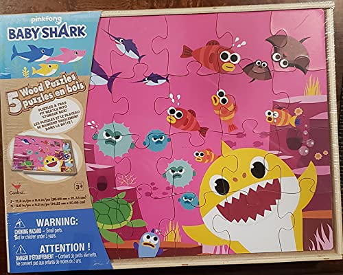 UPD Pinkfong Baby Shark Wooden Puzzle 5 Pack ~ 24 Piece Wood Puzzles