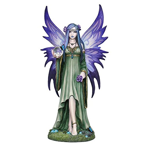 Unicorn Studio 9.25 Inch Mystic Aura Fairy Decorative Figurine, Green and Purple