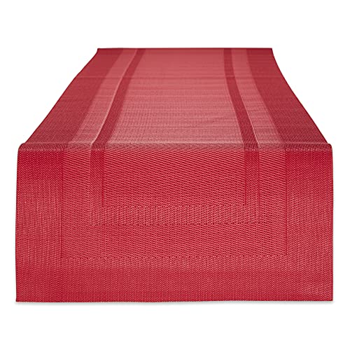 DII Design PVC Tabletop Collection Woven Indoor/Outdoor, Table Runner, 14x72, Tango Red