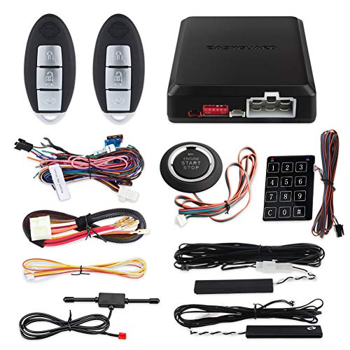 EASYGUARD EC002-NI Smart Key car Alarm System Remote Engine Start Push Button Start Touch Password Entry Universal Version Hopping Code FSK Technology