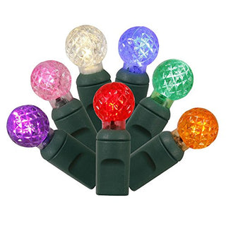 Vickerman 50-Light LED Multicolored Green Wire G12 End Connecting Set with 6-Inch Spacing and 25-Feet Length
