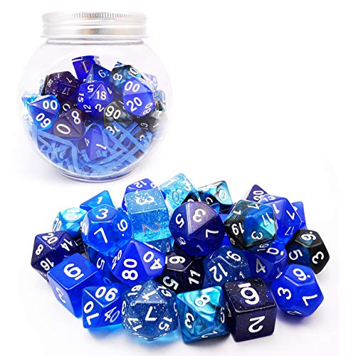 Bescon Dice RPG Dice Set 35pcs Ocean Blue Set, DND Role Playing Game Dice 5X7pcs