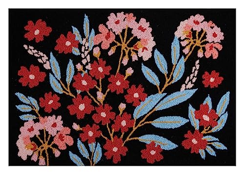 Peking Handicraft Midnight Floral Hook Rug, 36-inch Length, Multicolor, for Home, Office, Living Room D√©cor
