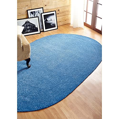 Better Trends Chenille Solid Braid Collection is Durable and Stain Resistant Reversible Indoor Area Utility Rug 100% Polyester in Vibrant Colors, 42 in x 66 in Oval, Smoke Blue