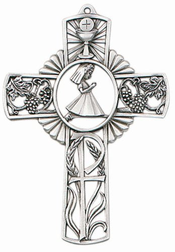 Christian Brands First Communion Girl 5" Pewter Cross