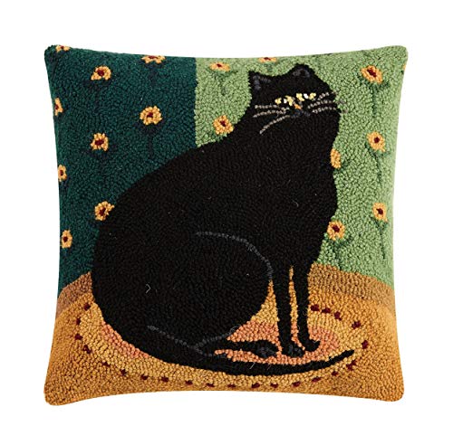 Peking Handicraft 30WK97C16SQ Cat in A Corner Hook Pillow, 100% Wool and Cotton
