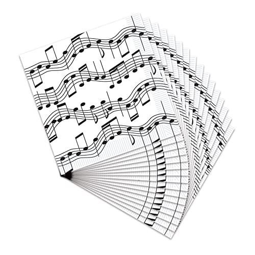 Beistle 16 Piece Music Notes Paper Beverage Napkins 50's Theme Rock and Roll Tableware For 1950‚Äôs Party Awards Night Decorations