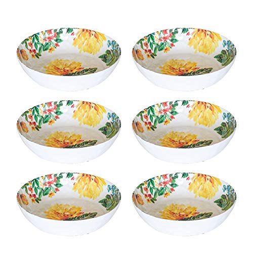 TarHong Garden Floral Cereal Bowl, 8" x 2", 37 oz, Melamine, Set of 6