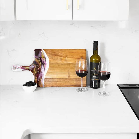 Lynn & Liana Designs Large Acacia Cheeseboard Merlot, 20-inch Length, 10-inch Width, Serverware, Kitchen