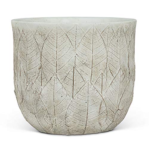 Abbott Collection  27-TERRAIN-837-LG Lg Light Leaf Planter-Wht-6.5" D, 1 EA, White