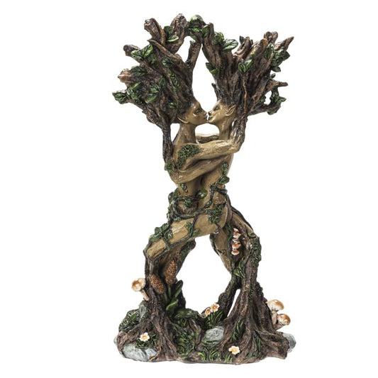 Pacific Trading Lovely Greenwoman and Greenman Ent Couple Resin Figurine