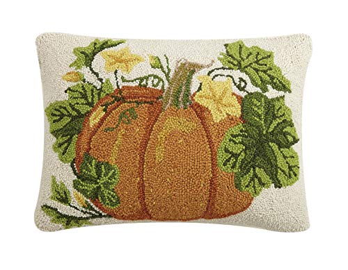 Peking Handicraft 31ML436C20OB Fall Pumpkin Hook Pillow, 20-inch Length, Cotton and Wool