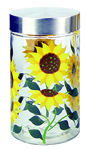 Grant Howard Sunflower Hand Painted Glass Storage Jar, 58 oz, Multicolor