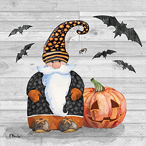 Boston International IHR 3-Ply Paper Napkins, 20-Count Cocktail Size, Halloween Gnome