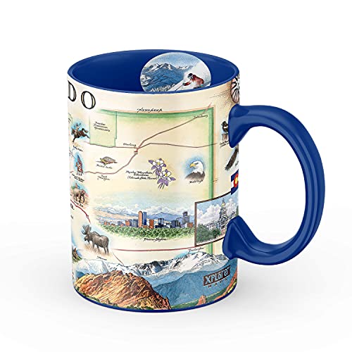 Colorado State Map Ceramic Mug (Large 16oz) Coffee Cup, Tea, Cocoa, Hot Chocolate, Brew Mugs, and Cold Drinks, BPA-FREE - For Office, Home, Gift (Individual Mug)