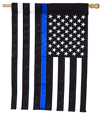 Evergreen Flag Thin Blue Line Applique House Flag - 28 x 44 Inches Outdoor Decor for Homes and Gardens