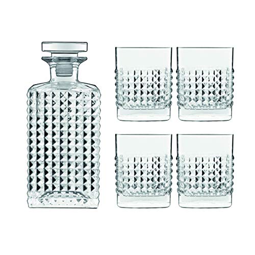 Luigi Bormioli Rocco Mixology 5-Piece Elixir Decanter & Glasses Set, 0, Clear