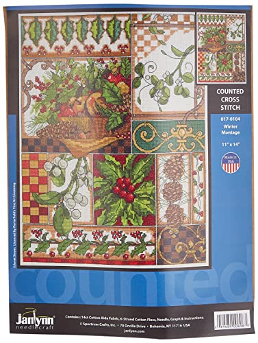 Design Works Crafts Janlynn 14 Count Winter Montage Counted Cross Stitch Kit, 11-Inch x 14-Inch