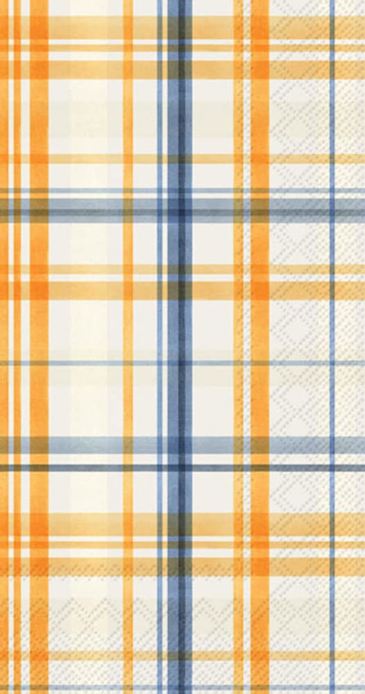 IHR Ideal Home Range Dinner Napkins Disposable 3-Ply Paper Guest Towels Buffet Napkins, 8.5" x 4.5", Pumpkin Plaid, 16 Count