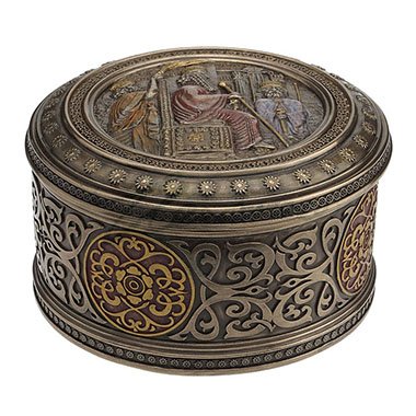 Unicorn Studios WU76825A4 Darius The Great Round Trinket Box - Bronze