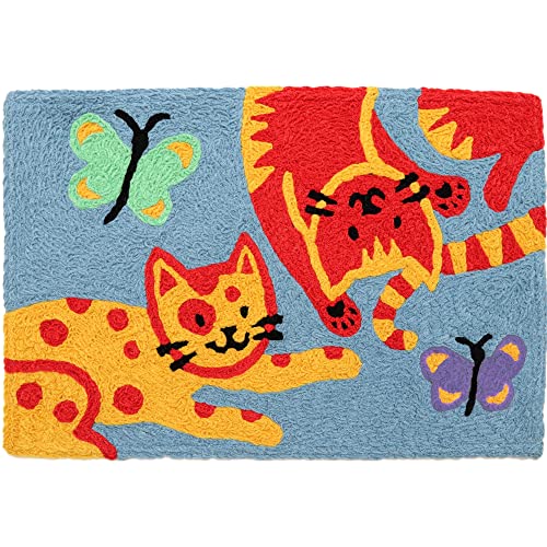 Home Comfort Jellybean Kitties and Butterflies Accent Washable Rug 20" x 30" Doormat