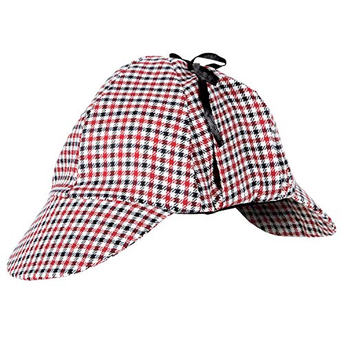 Beistle Checkered 1 pc 60061 Deerstalker Hat, One Size, Tan/Black/Red