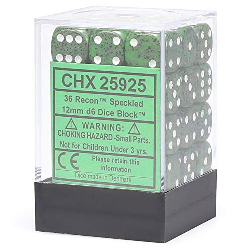 Chessex 12mm d6 Speckled Recon Dice Block - Set of 36
