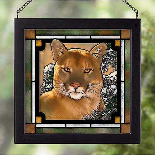 Wild Wings(WI) 5386497022 Stained Glass Art, 9-inch Height (Caught by The Light Cougar)