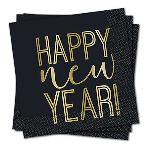 Unique Industries Unique Happy New Year Paper Lunch Napkins-16 Pcs, 6.5" x 6.5", Multicolor