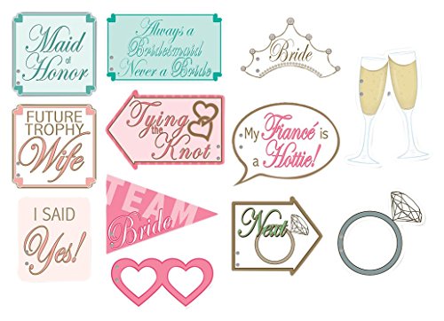 Beistle Wedding Shower Photo Fun Signs (12 Pack), 6"-8.5", Multicolor
