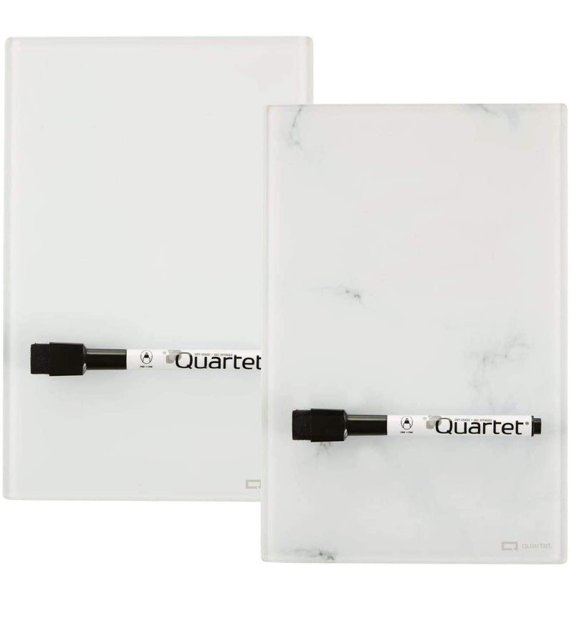 Quartet Glass Desktop Notepad, 9" x 6", Whiteboard, Dry Erase Surface, Marble/White,2 Pack (GDP96)