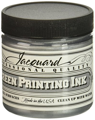 Jacquard Professional Screen Print Ink, Water-Soluable, 4oz Jar, Silver (122)