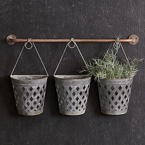CTW Colonial Tin Works Half Round Open Weave Wall Buckets, 25.50-inch Width, Metal