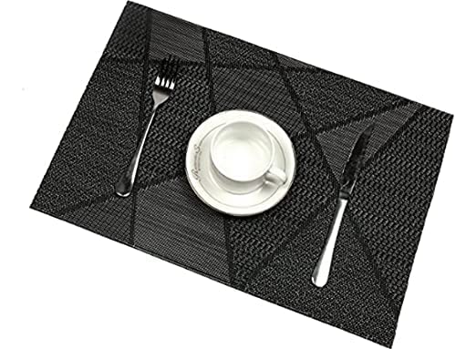 Comfy Hour Table Mats Set of 4, 12" x 18", House Warming, Black