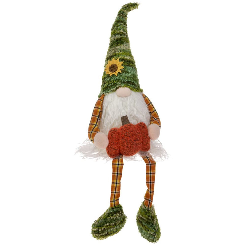 Boston International Gnome Halloween Decorations Fall & Autumn Tabletop Shelf D√©cor, 15" Tall, Griffin Green Hat & Pumpkin
