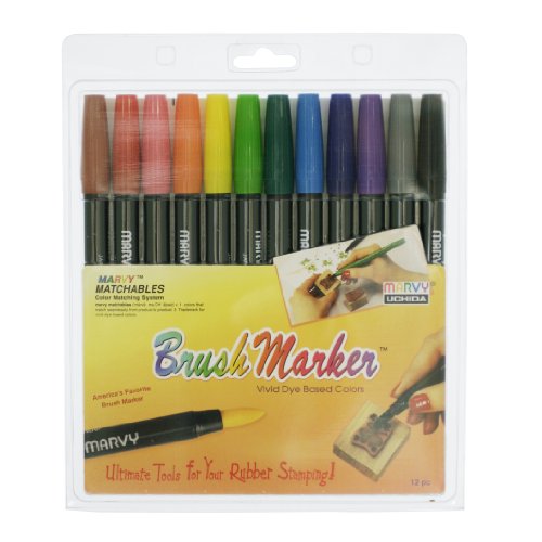 Uchida Brush Markers, Primary, 12-Pack