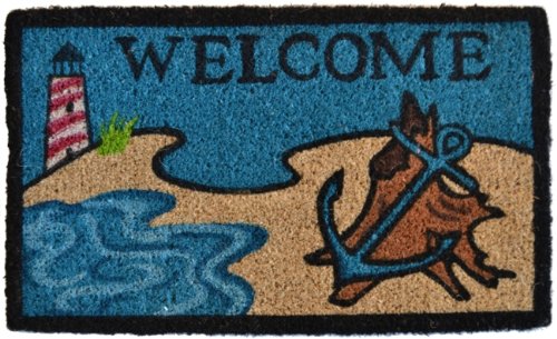 Imports Decor Printed Coir Doormat, Beach Lighthouse, 18-Inch by 30-Inch