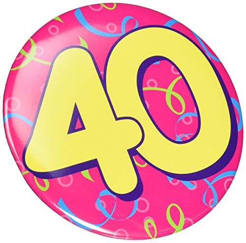 Beistle Jumbo 40 Button Birthday Party Supplies, Costume Accessory, 6", Pink/Yellow/Blue/Green