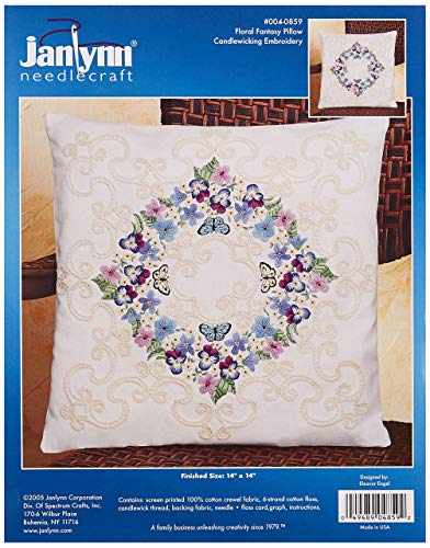 Design Works Crafts Janlynn Crewel Embroidery Kit, Floral Fantasy Pillow