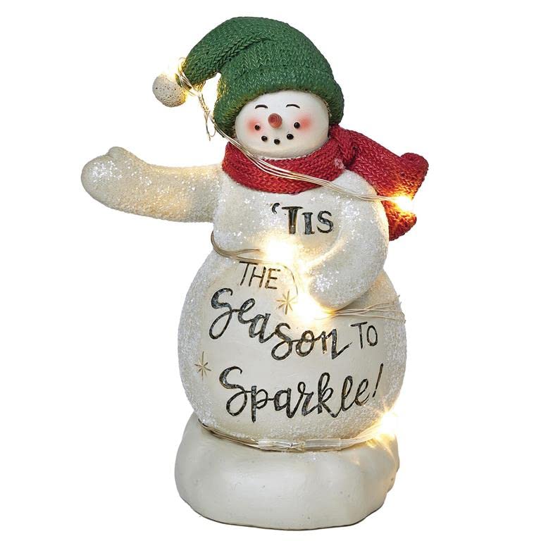 Blossom Bucket Tis The Season to Sparkle Snowman with LED Lights