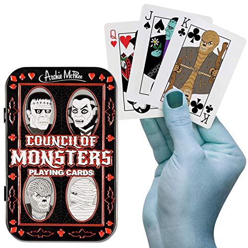 Archie Mcphee Accoutrements Deck of Council of Monsters Universal Playing Cards in Collectible Tin!